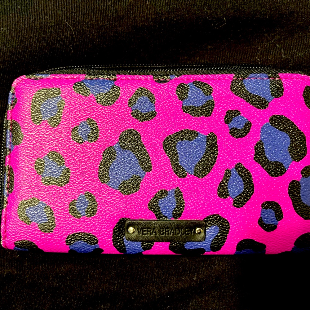 Vera Bradley, purple leopard  print print large wallet